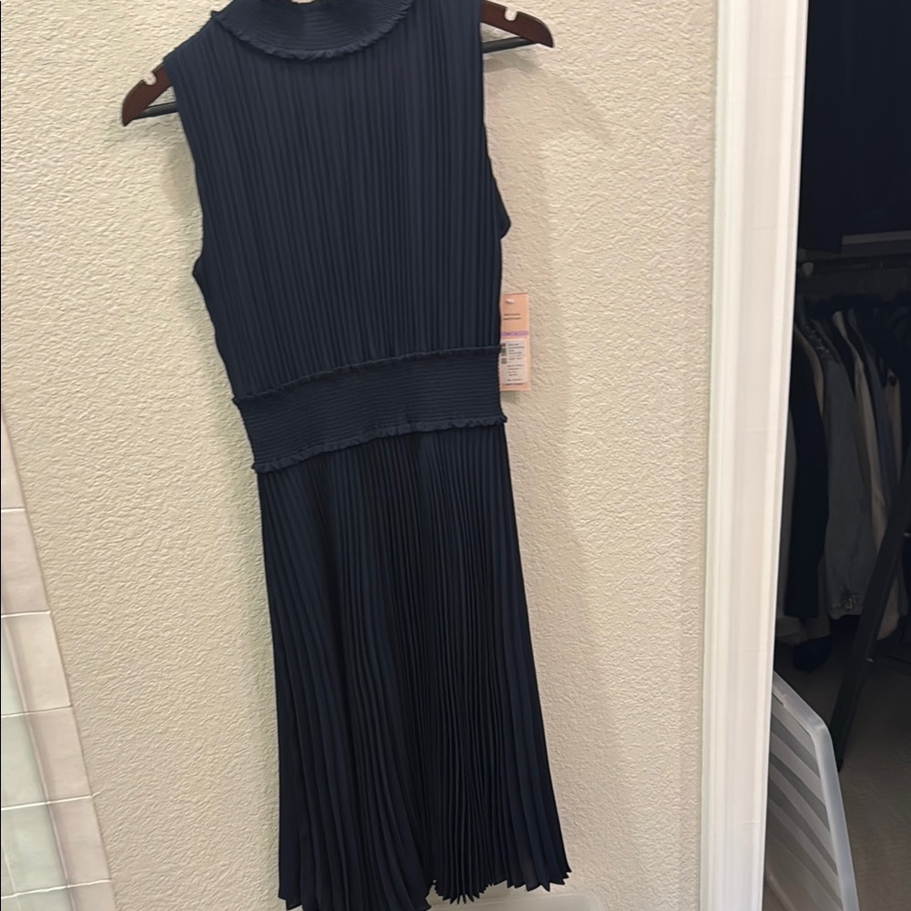 Nanette Lepore Black Sheath Midi Dress with Mock Neck